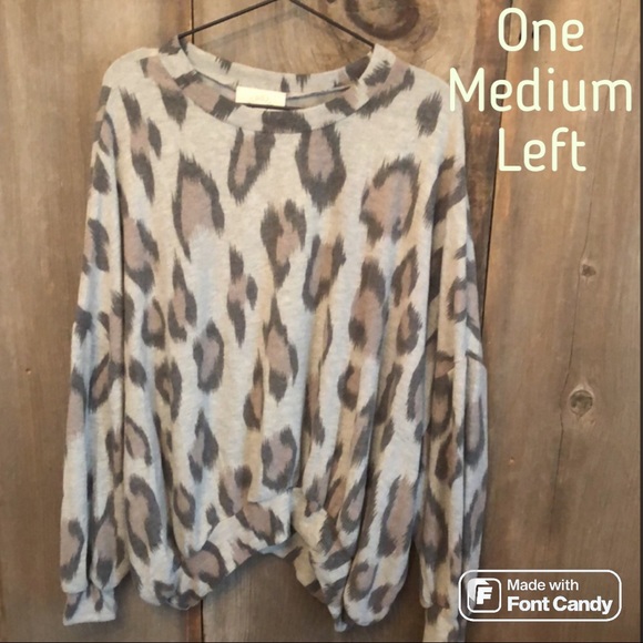 Fantastic Fawn Tops - Fantastic Fawn Dolman Gray Leopard Print Soft Top Medium